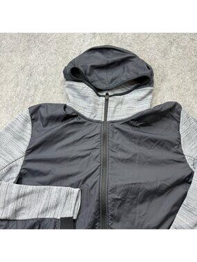 Nike Full Zip Hoodie Basketball Sweatshirt Men L Black Gray Fleece AQ4165